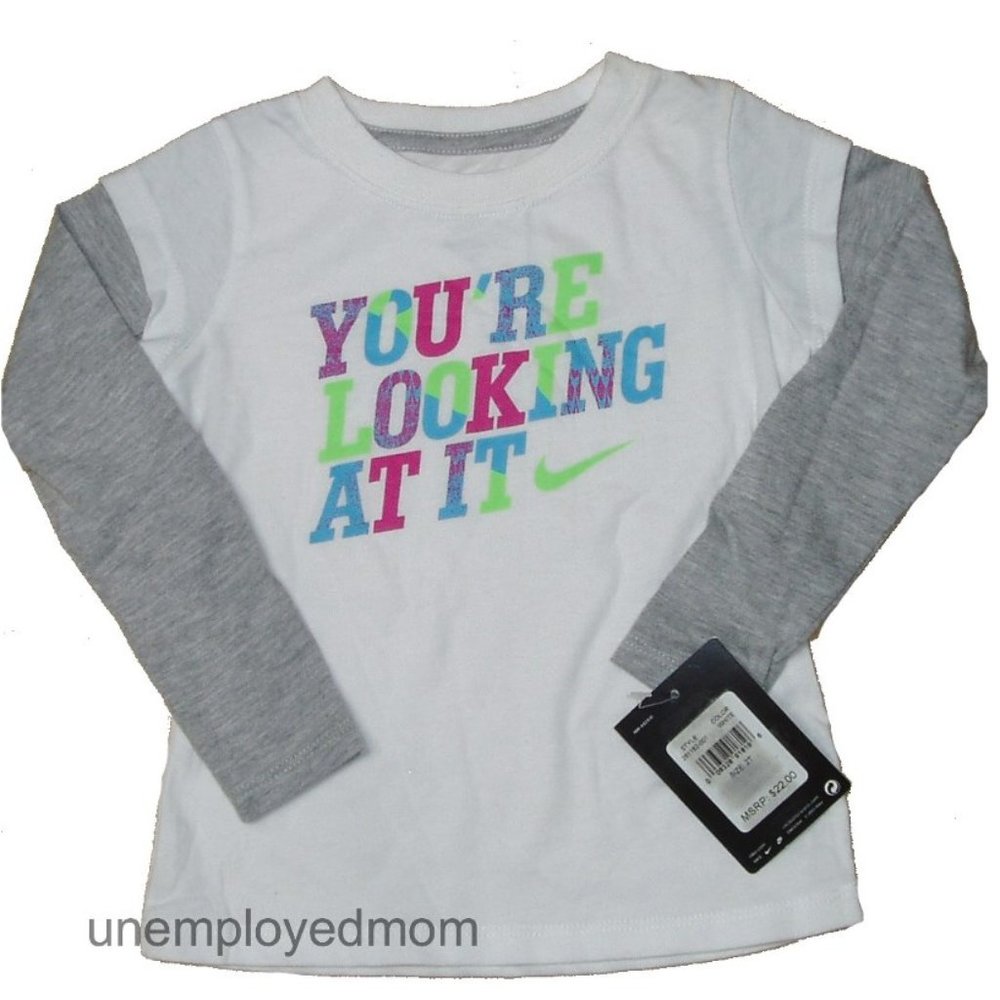 Girls Nike Tee You're Looking At It Sports Athletic Active Wear BTS Shirt Top